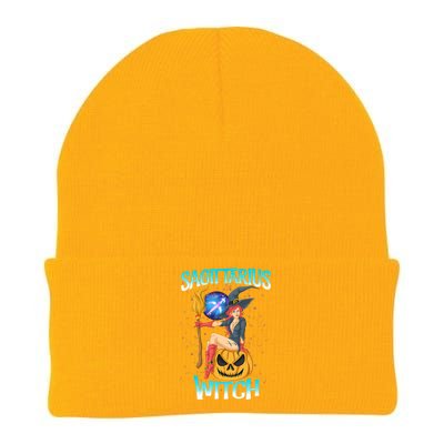 Sagittarius Witch And Cute Pumpkin And Astrology Gift Knit Cap Winter Beanie