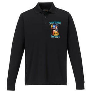 Sagittarius Witch And Cute Pumpkin And Astrology Gift Performance Long Sleeve Polo