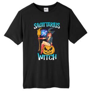 Sagittarius Witch And Cute Pumpkin And Astrology Gift Tall Fusion ChromaSoft Performance T-Shirt