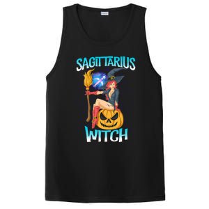 Sagittarius Witch And Cute Pumpkin And Astrology Gift PosiCharge Competitor Tank