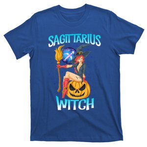 Sagittarius Witch And Cute Pumpkin And Astrology Gift T-Shirt