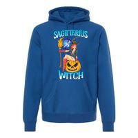 Sagittarius Witch And Cute Pumpkin And Astrology Gift Premium Hoodie