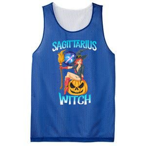 Sagittarius Witch And Cute Pumpkin And Astrology Gift Mesh Reversible Basketball Jersey Tank