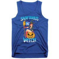 Sagittarius Witch And Cute Pumpkin And Astrology Gift Tank Top