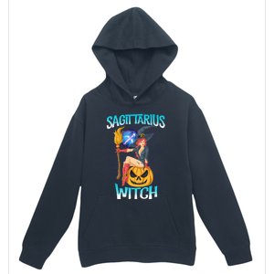 Sagittarius Witch And Cute Pumpkin And Astrology Gift Urban Pullover Hoodie