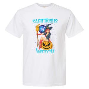 Sagittarius Witch And Cute Pumpkin And Astrology Gift Garment-Dyed Heavyweight T-Shirt