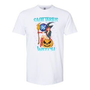 Sagittarius Witch And Cute Pumpkin And Astrology Gift Softstyle CVC T-Shirt