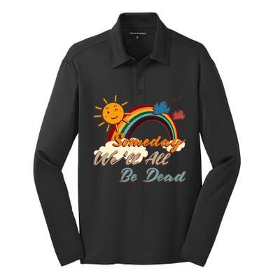 Someday We'll All Be Dead Retro Existential Dread Silk Touch Performance Long Sleeve Polo