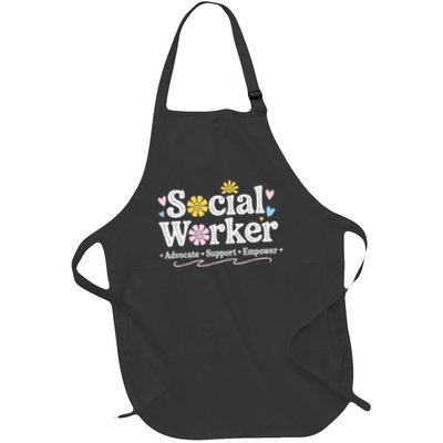 Social Worker Appreciation Flower Social Work Month 2025 Full-Length Apron With Pockets