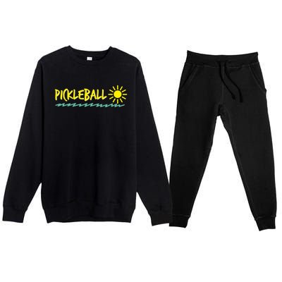 Sunshine Waves And Pickleball Cute Gift Premium Crewneck Sweatsuit Set