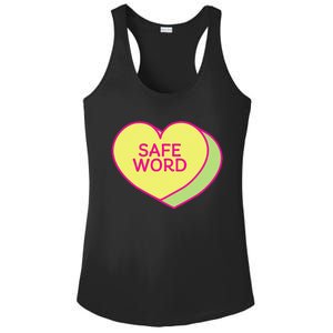 SAFE WORD adult humor candy heart Valentines Day safeword Ladies PosiCharge Competitor Racerback Tank