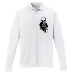 Skull With Arabic Performance Long Sleeve Polo