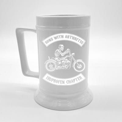 Sons With Arthritis Ibuprofen Chapter Funny Biker Skull Beer Stein