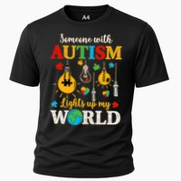 Someone With Autism Lights Up My World Autistic Awareness Autism Awareness Cooling Performance Crew T-Shirt
