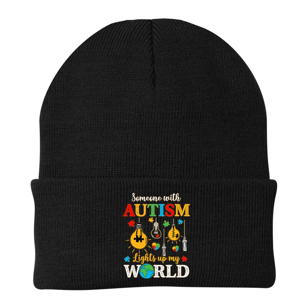 Someone With Autism Lights Up My World Autistic Awareness Autism Awareness Beanie