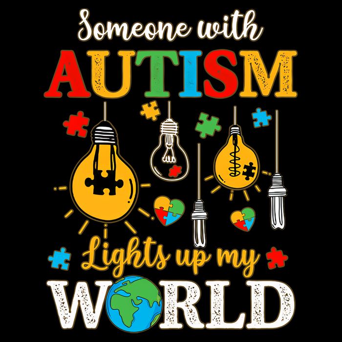 Someone With Autism Lights Up My World Autistic Awareness Autism Awareness Drawstring Bag