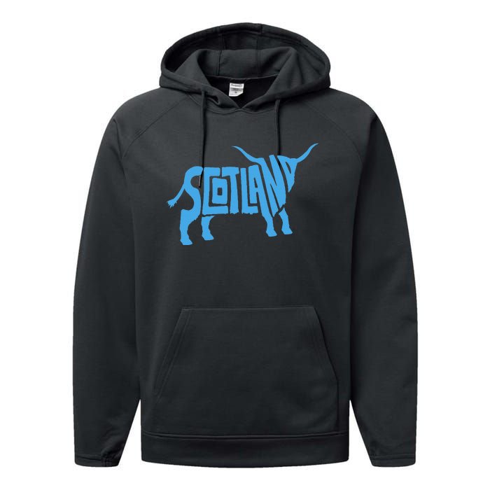 Scotland Word Art Funny Scottish Bull Animal Performance Fleece Hoodie