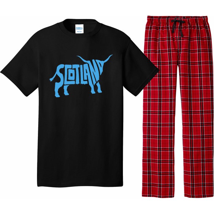 Scotland Word Art Funny Scottish Bull Animal Pajama Set