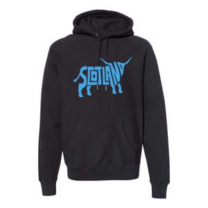 Scotland Word Art Funny Scottish Bull Animal Premium Hoodie