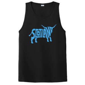 Scotland Word Art Funny Scottish Bull Animal PosiCharge Competitor Tank