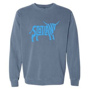 Scotland Word Art Funny Scottish Bull Animal Garment-Dyed Sweatshirt