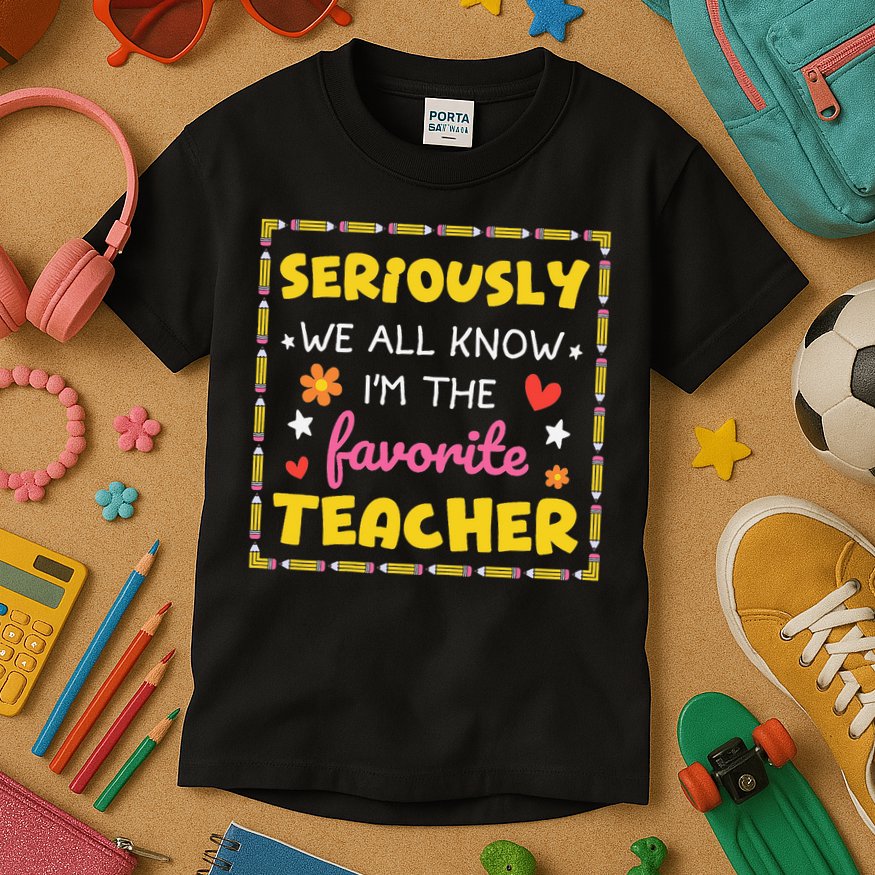 Seriously We All Know Im The Favorite Teacher Women Kids T-Shirt