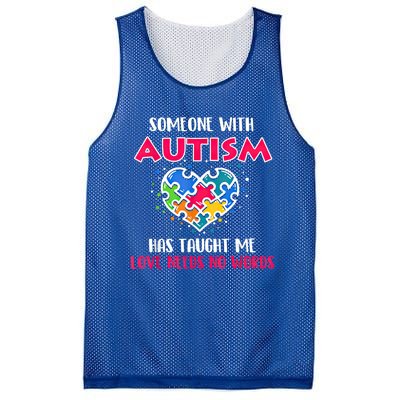 Someone With Autism Has Taught Me Love Needs No Words Cool Gift Mesh Reversible Basketball Jersey Tank