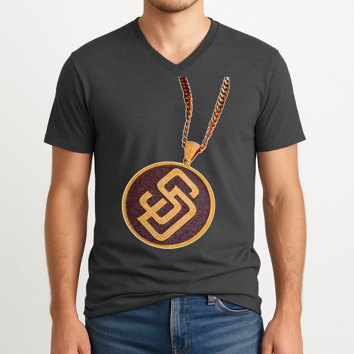 Swag Chain San Diego Baseball Home Run V-Neck T-Shirt
