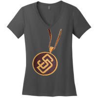 Swag Chain San Diego Baseball Home Run Women's V-Neck T-Shirt