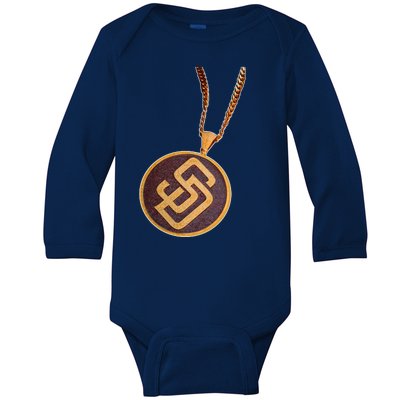 Swag Chain San Diego Baseball Home Run Baby Long Sleeve Bodysuit