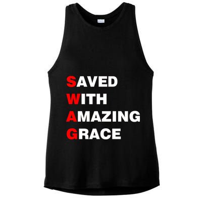 Swag Saved With Amazing Grace Ladies PosiCharge Tri-Blend Wicking Tank