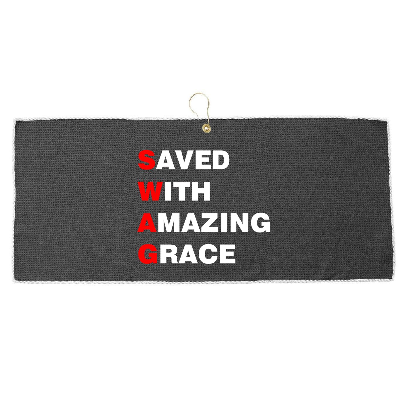 Swag Saved With Amazing Grace Large Microfiber Waffle Golf Towel