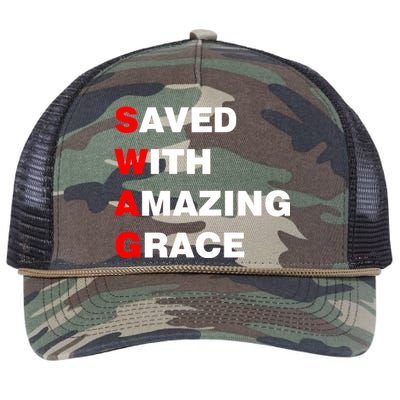 Swag Saved With Amazing Grace Retro Rope Trucker Hat Cap