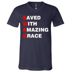 Swag Saved With Amazing Grace V-Neck T-Shirt