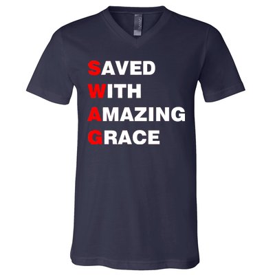 Swag Saved With Amazing Grace V-Neck T-Shirt