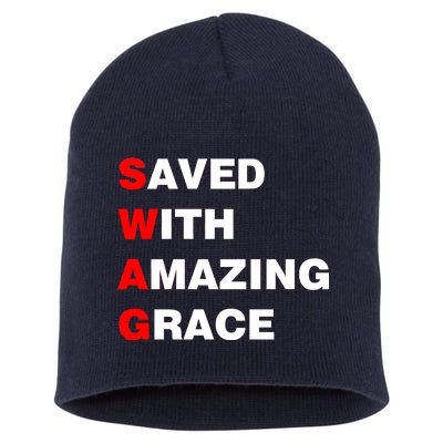 Swag Saved With Amazing Grace Short Acrylic Beanie