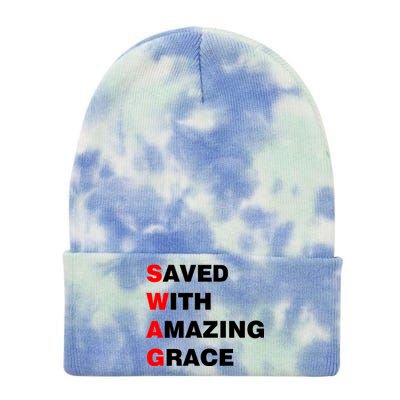 Swag Saved With Amazing Grace Tie Dye 12in Knit Beanie