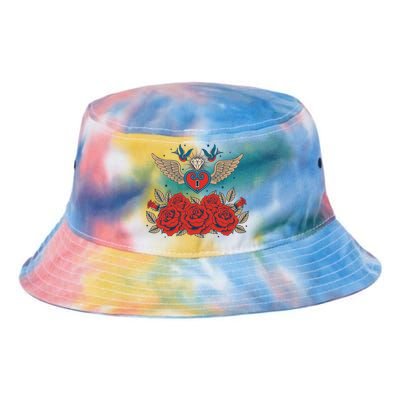 Swallow Bird Heart Locket And Roses Tie Dye Newport Bucket Hat