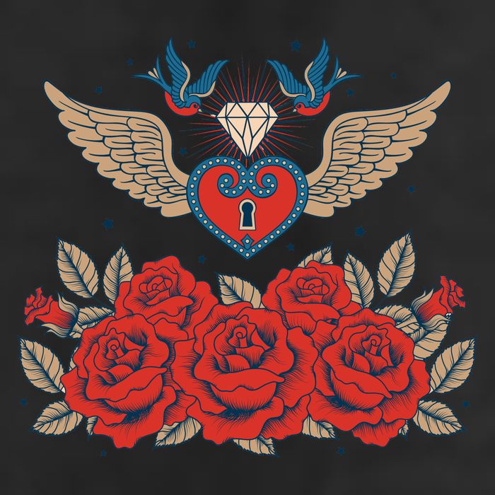 Swallow Bird Heart Locket And Roses Cool Comfort Performance Bucket Hat