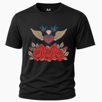 Swallow Bird Heart Locket And Roses Performance Shirt