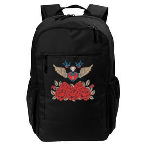 Swallow Bird Heart Locket And Roses Daily Commute Backpack