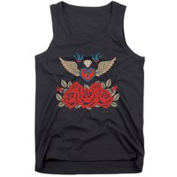 Swallow Bird Heart Locket And Roses Tank Top