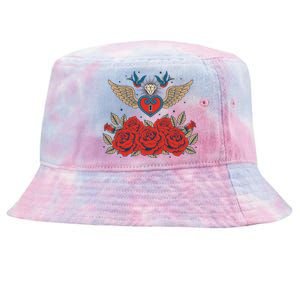 Swallow Bird Heart Locket And Roses Tie-Dyed Bucket Hat