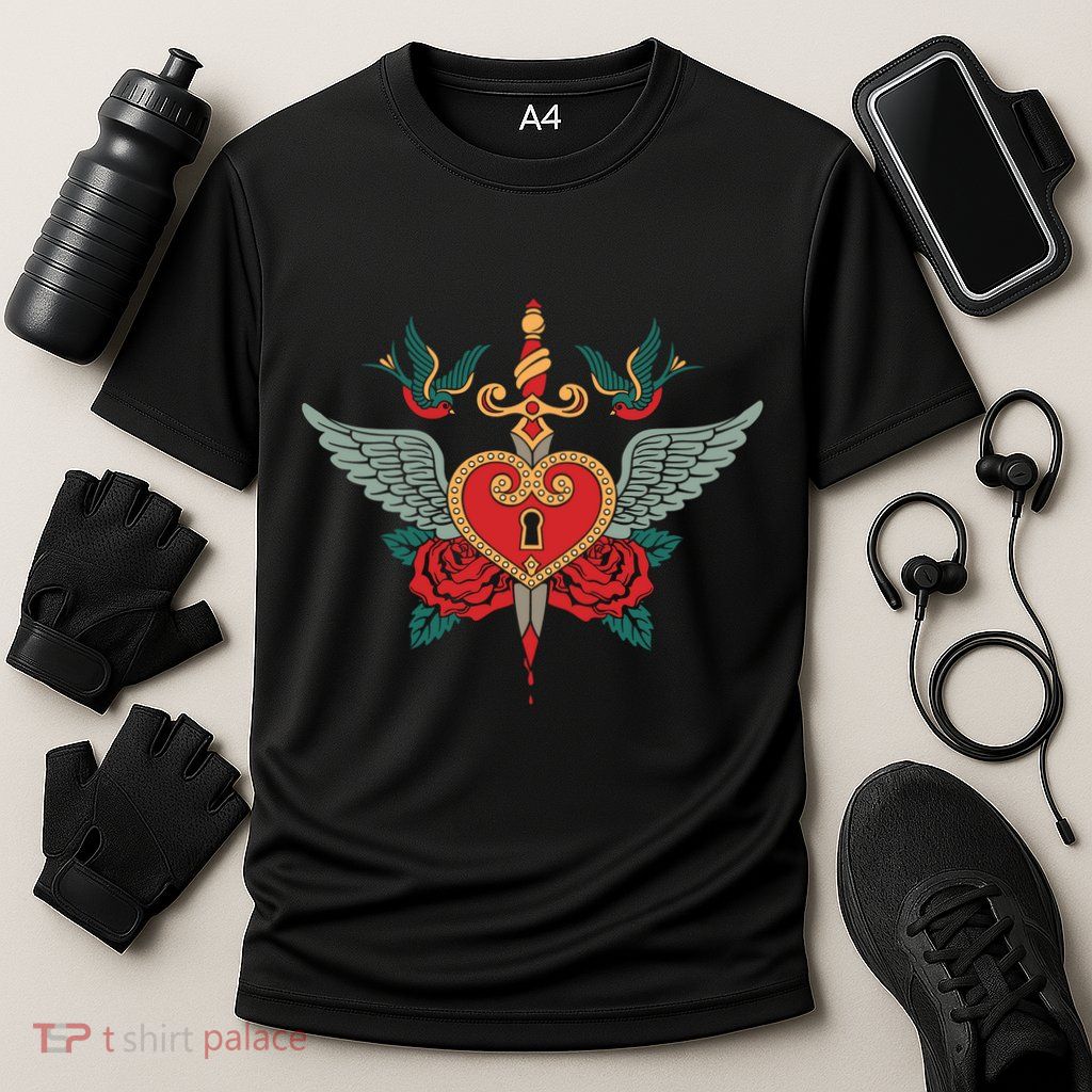 Swallows Heart Lockbox Sword Performance Shirt