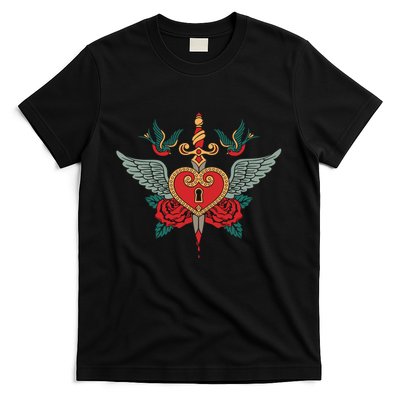 Swallows Heart Lockbox Sword T-Shirt