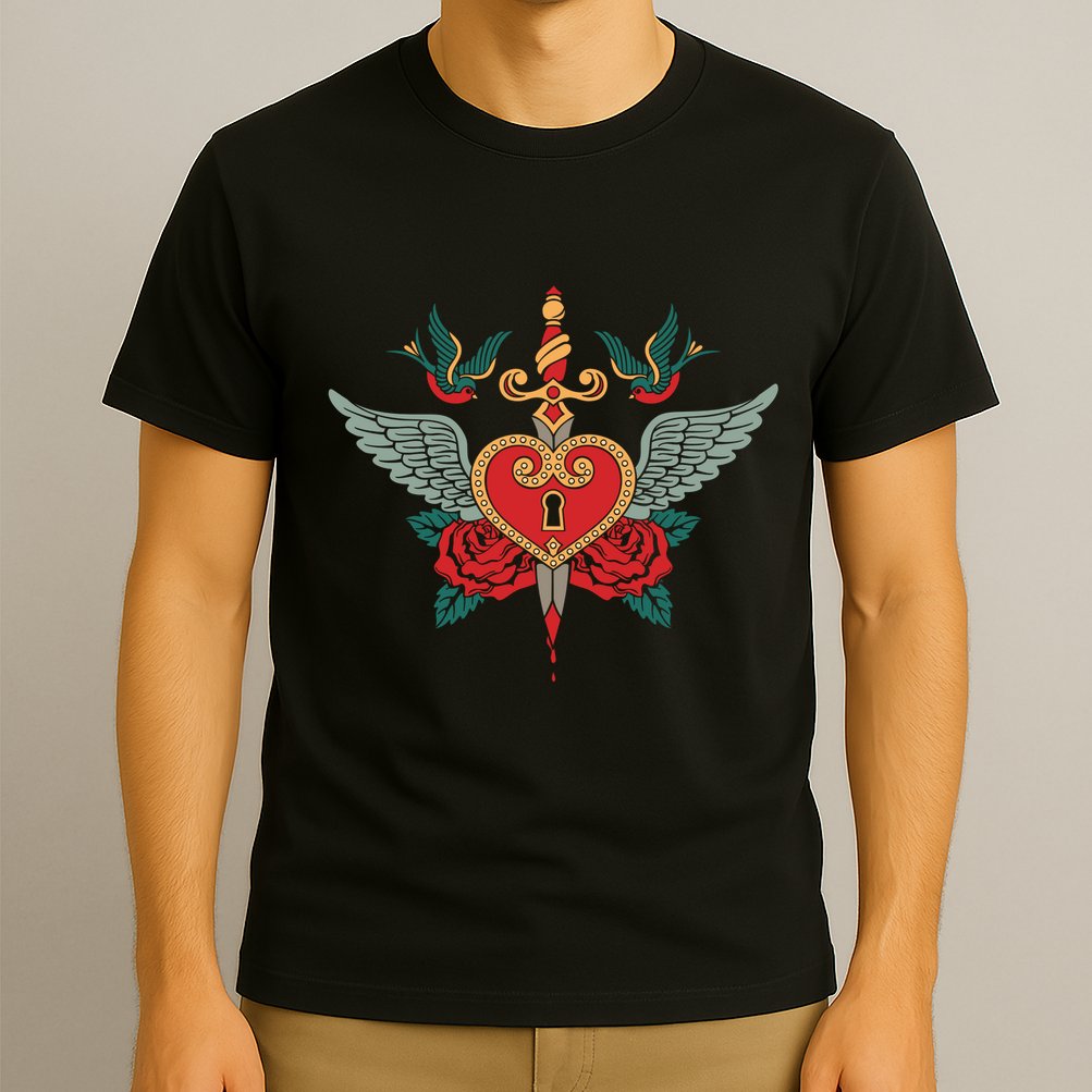 Swallows Heart Lockbox Sword T-Shirt