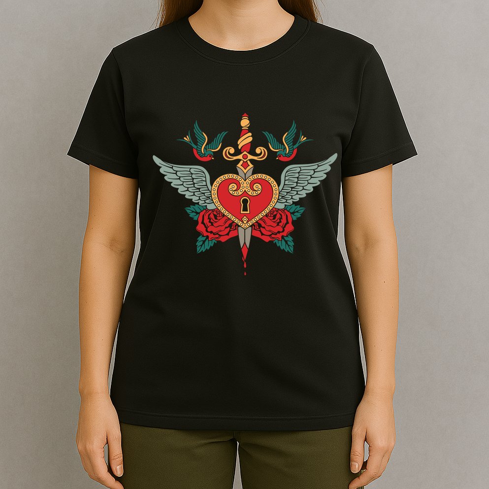 Swallows Heart Lockbox Sword T-Shirt