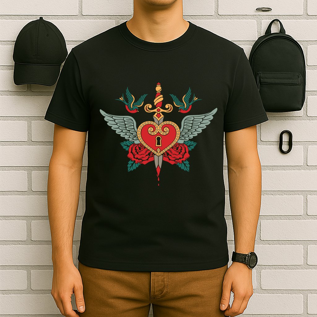 Swallows Heart Lockbox Sword T-Shirt