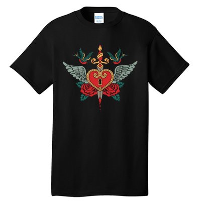 Swallows Heart Lockbox Sword Tall T-Shirt