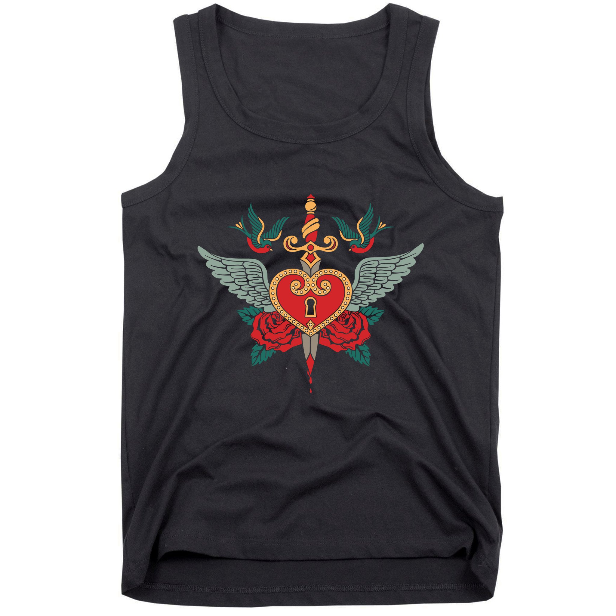 Swallows Heart Lockbox Sword Tank Top
